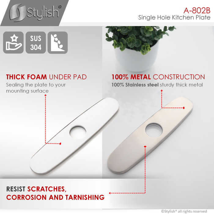 Stylish Kitchen Sink Faucet Hole Cover Deck Plate Escutcheon & Reviews Wayfair